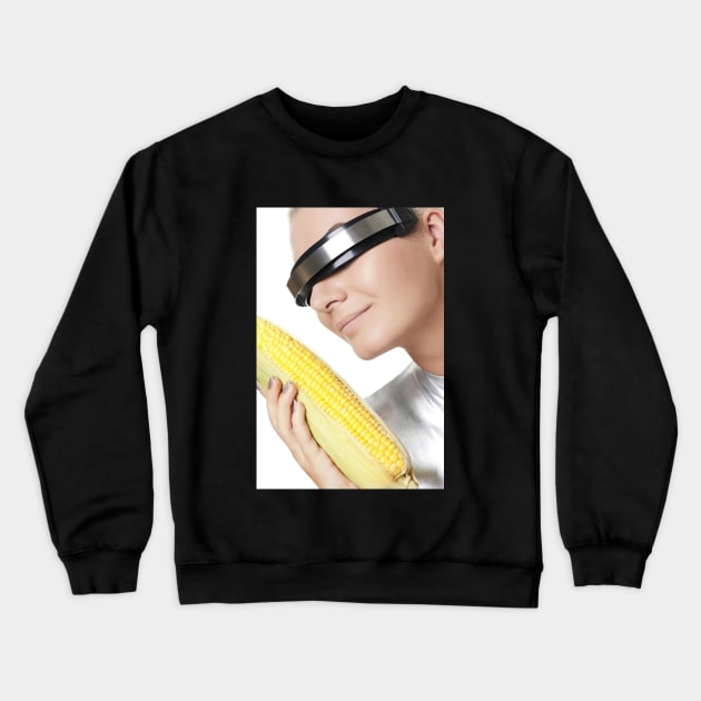 The art of Stock-like photos 7: Cyber woman with corn Crewneck Sweatshirt by Lukasking Tees